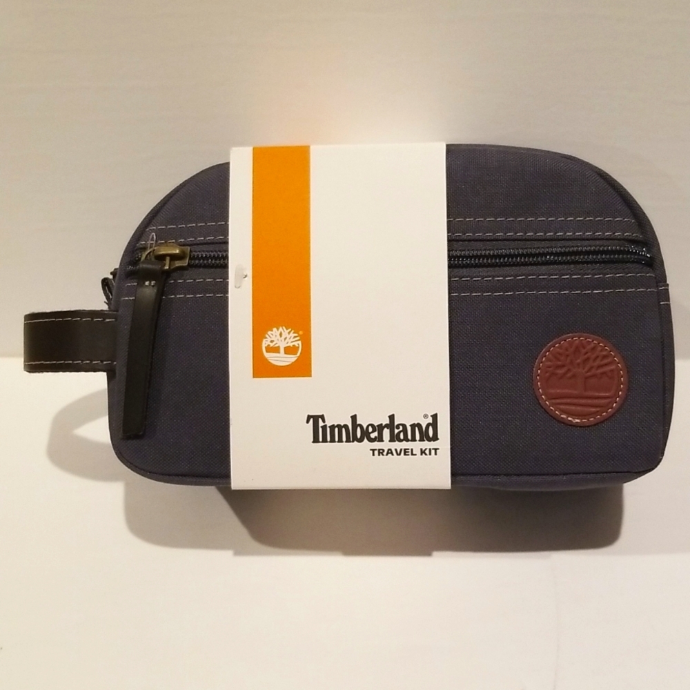 COPY - Timberland travel kit organizer bag (dark grey canvas + leather trim) NWT